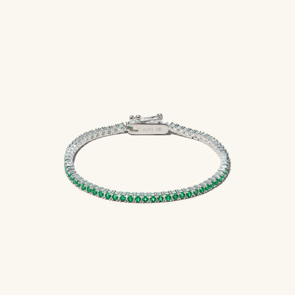 Tennis Bracelet Green Silver i gruppen Shop / Armband hos ANI (ANI410)