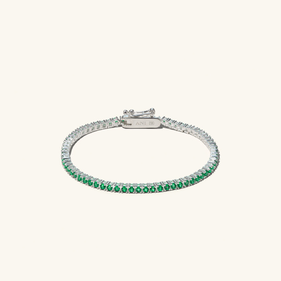 Tennis Bracelet Green Silver - 18 cm i gruppen Shop / Armband hos ANI (ANI601)