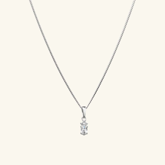 White Pendant Necklace Silver i gruppen Shop / Halsband hos ANI (ANI640)