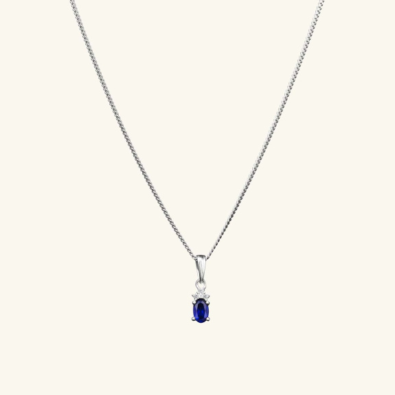 Sapphire Blue Pendant Necklace Silver i gruppen Shop / Halsband hos ANI (ANI641)