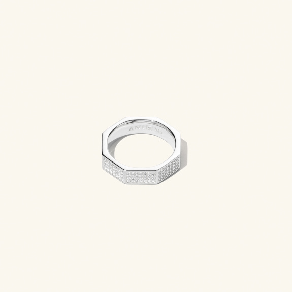 Pavé Chunky Octagon Ring Silver i gruppen Shop / Ringar hos ANI (ANI_VA_014)